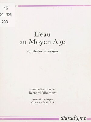 cover image of L'eau au Moyen âge